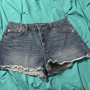 Denim Frayed Hem Women Shorts
